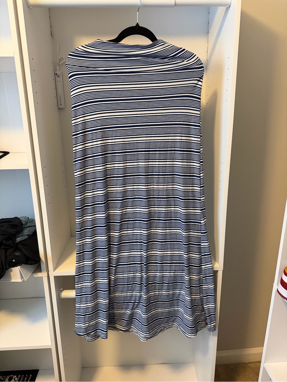 Navy & White Striped Maxi Skirt – Size S/M